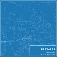 Fototapeta premium Blueprint US city map of Hartland, Wisconsin.
