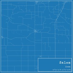 Blueprint US city map of Salem, Iowa.