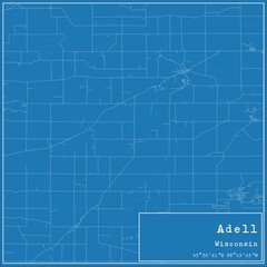 Blueprint US city map of Adell, Wisconsin.