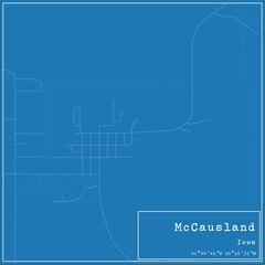 Blueprint US city map of McCausland, Iowa.