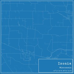 Blueprint US city map of Ixonia, Wisconsin.
