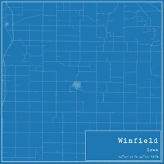 Blueprint US city map of Winfield, Iowa.