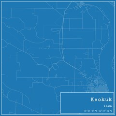 Fototapeta premium Blueprint US city map of Keokuk, Iowa.