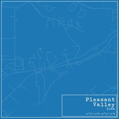 Blueprint US city map of Pleasant Valley, Iowa.