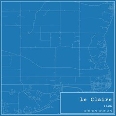 Blueprint US city map of Le Claire, Iowa. - obrazy, fototapety, plakaty