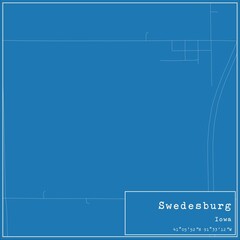 Blueprint US city map of Swedesburg, Iowa.