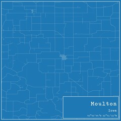 Obraz premium Blueprint US city map of Moulton, Iowa.