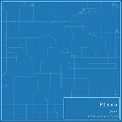 Blueprint US city map of Plano, Iowa.