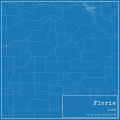 Blueprint US city map of Floris, Iowa.