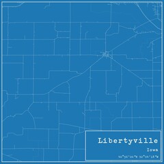 Blueprint US city map of Libertyville, Iowa.