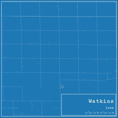 Blueprint US city map of Watkins, Iowa.