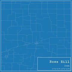 Blueprint US city map of Rose Hill, Iowa.