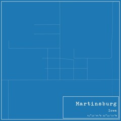Blueprint US city map of Martinsburg, Iowa.