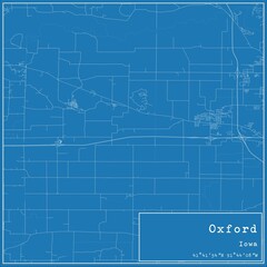 Blueprint US city map of Oxford, Iowa.