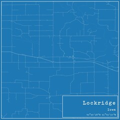 Blueprint US city map of Lockridge, Iowa.