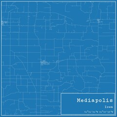 Blueprint US city map of Mediapolis, Iowa.