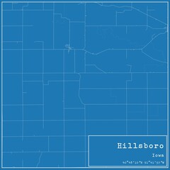 Blueprint US city map of Hillsboro, Iowa.