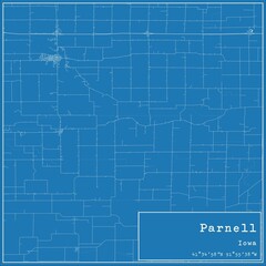 Blueprint US city map of Parnell, Iowa.