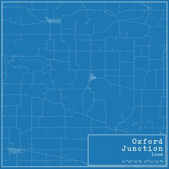 Blueprint US city map of Oxford Junction, Iowa.