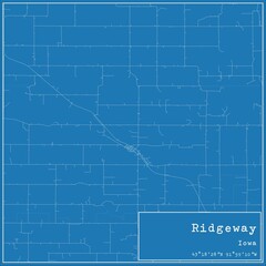 Blueprint US city map of Ridgeway, Iowa.