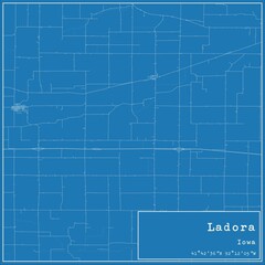 Blueprint US city map of Ladora, Iowa.