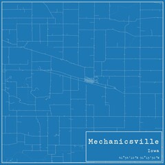 Blueprint US city map of Mechanicsville, Iowa.