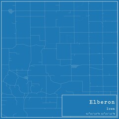 Blueprint US city map of Elberon, Iowa.