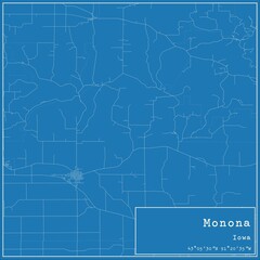 Blueprint US city map of Monona, Iowa.