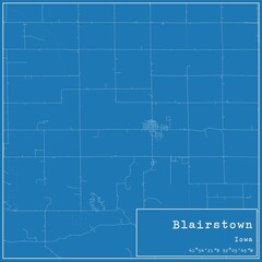 Blueprint US city map of Blairstown, Iowa.