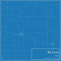 Blueprint US city map of Milton, Iowa.