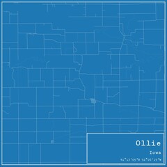 Blueprint US city map of Ollie, Iowa.