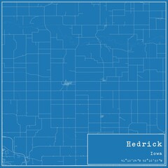 Blueprint US city map of Hedrick, Iowa.