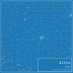 Blueprint US city map of Albia, Iowa.