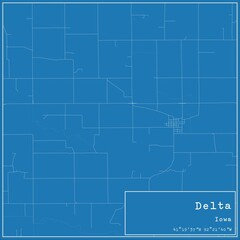 Fototapeta premium Blueprint US city map of Delta, Iowa.