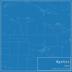 Blueprint US city map of Mystic, Iowa.