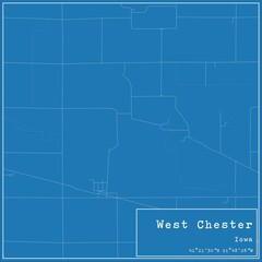 Blueprint US city map of West Chester, Iowa.