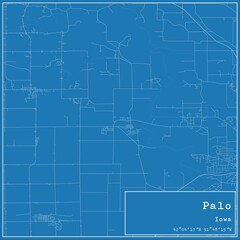 Fototapeta premium Blueprint US city map of Palo, Iowa.