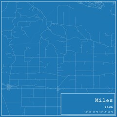 Blueprint US city map of Miles, Iowa.