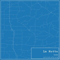 Blueprint US city map of La Motte, Iowa.