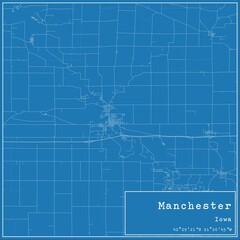 Blueprint US city map of Manchester, Iowa.