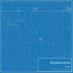 Blueprint US city map of Hopkinton, Iowa.