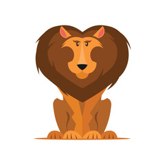 Lion. Vector illustration in flat style isolated on white background.