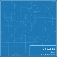 Blueprint US city map of Chelsea, Iowa. - obrazy, fototapety, plakaty