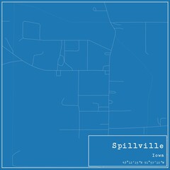Blueprint US city map of Spillville, Iowa.