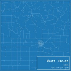 Obraz premium Blueprint US city map of West Union, Iowa.