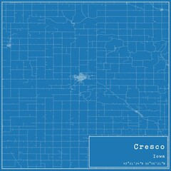 Blueprint US city map of Cresco, Iowa.