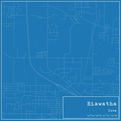 Blueprint US city map of Hiawatha, Iowa.