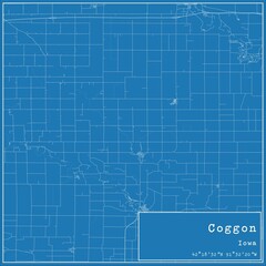 Blueprint US city map of Coggon, Iowa.