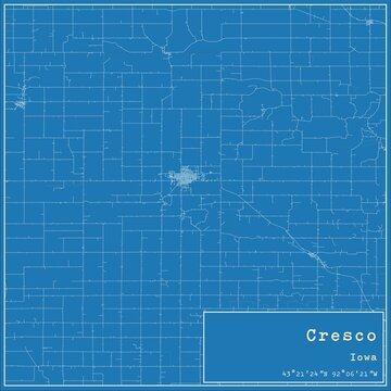 Blueprint US city map of Cresco, Iowa.