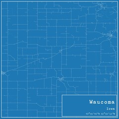 Fototapeta premium Blueprint US city map of Waucoma, Iowa.